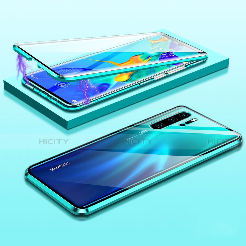 Funda Bumper Lujo Marco de Aluminio Espejo 360 Grados Carcasa T03 para Huawei P30 Pro Verde