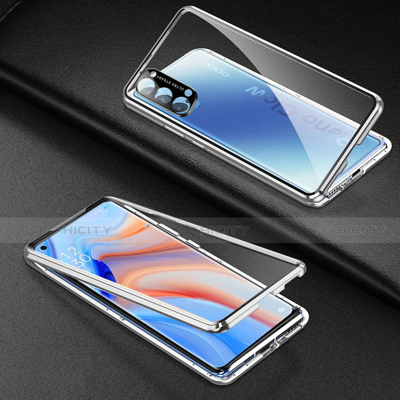 Funda Bumper Lujo Marco de Aluminio Espejo 360 Grados Carcasa T03 para Oppo Reno4 5G