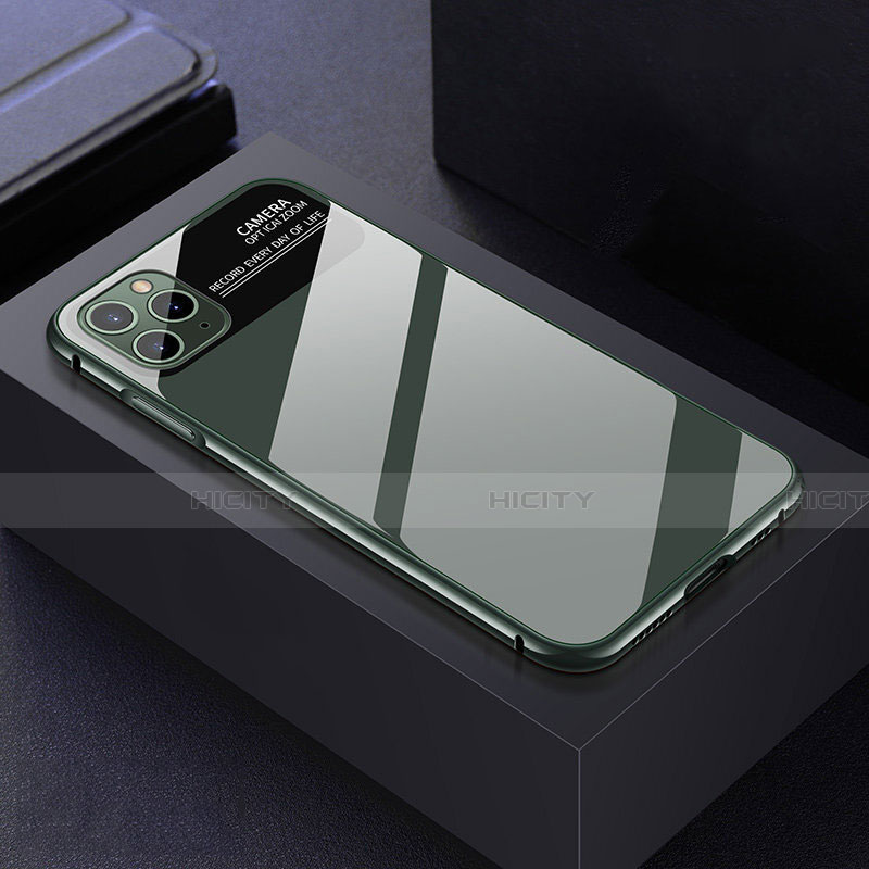 Funda Bumper Lujo Marco de Aluminio Espejo 360 Grados Carcasa T04 para Apple iPhone 11 Pro Max Verde