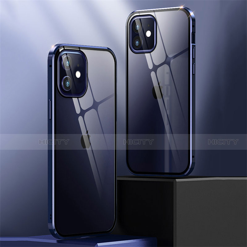 Funda Bumper Lujo Marco de Aluminio Espejo 360 Grados Carcasa T04 para Apple iPhone 12