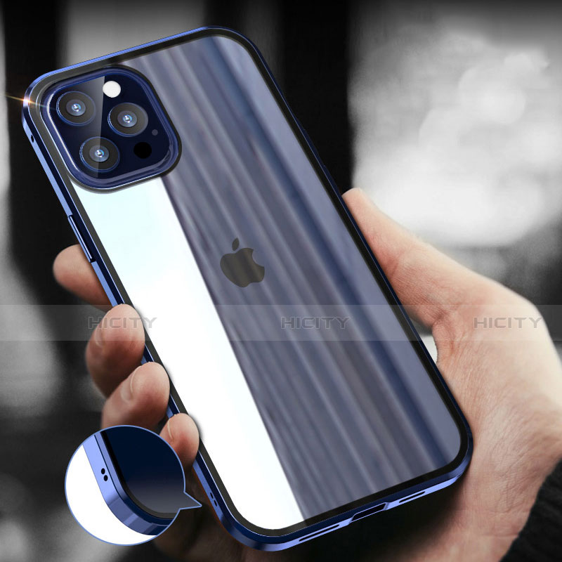 Funda Bumper Lujo Marco de Aluminio Espejo 360 Grados Carcasa T04 para Apple iPhone 12 Pro