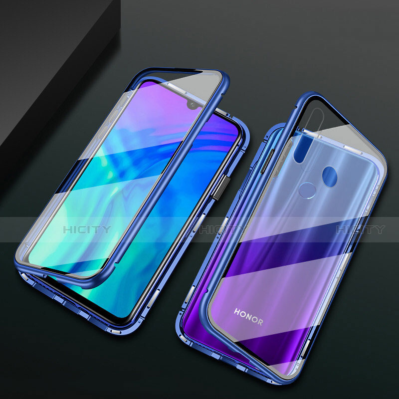 Funda Bumper Lujo Marco de Aluminio Espejo 360 Grados Carcasa T04 para Huawei Honor 20 Lite Azul