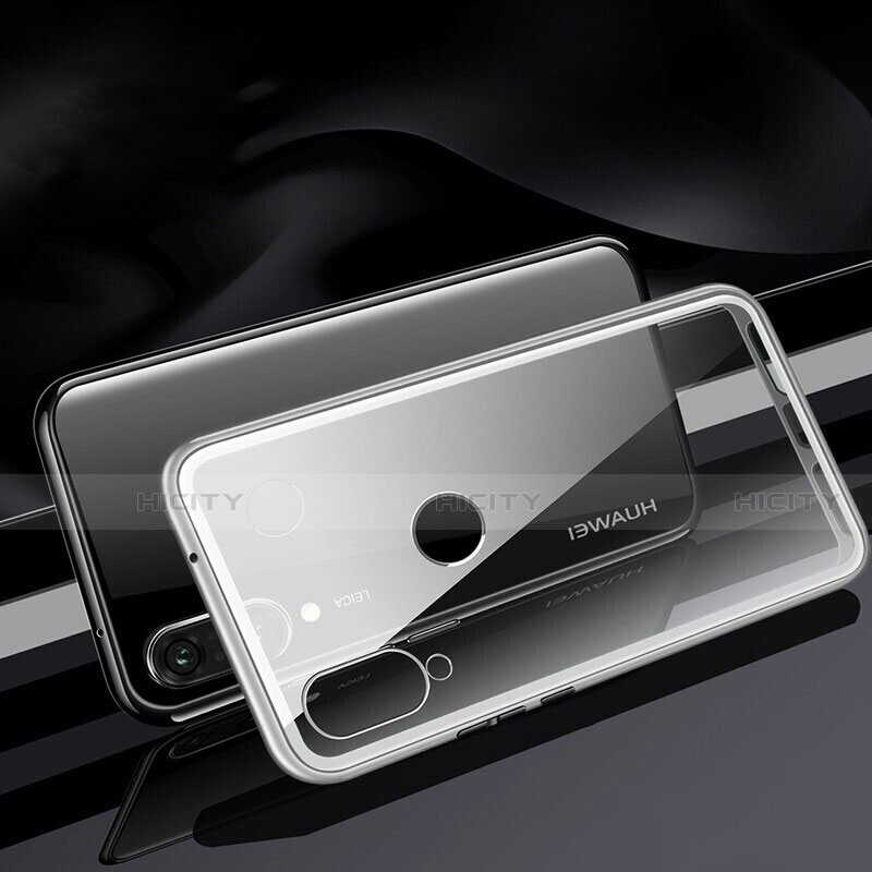Funda Bumper Lujo Marco de Aluminio Espejo 360 Grados Carcasa T04 para Huawei P30 Lite Blanco