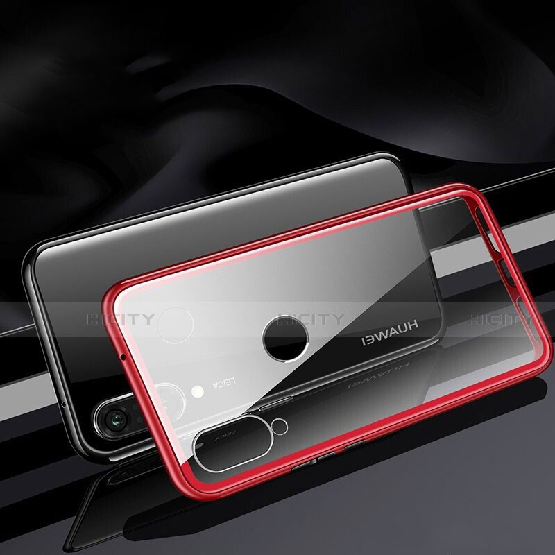 Funda Bumper Lujo Marco de Aluminio Espejo 360 Grados Carcasa T04 para Huawei P30 Lite Rojo