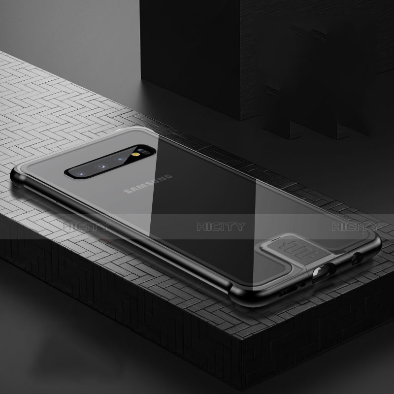 Funda Bumper Lujo Marco de Aluminio Espejo 360 Grados Carcasa T04 para Samsung Galaxy S10 Plus Negro