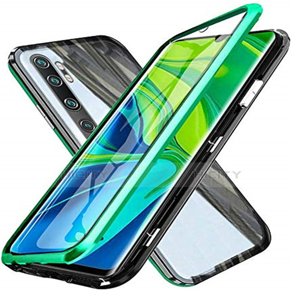 Funda Bumper Lujo Marco de Aluminio Espejo 360 Grados Carcasa T04 para Xiaomi Mi Note 10 Verde