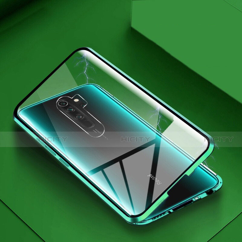 Funda Bumper Lujo Marco de Aluminio Espejo 360 Grados Carcasa T04 para Xiaomi Redmi Note 8 Pro Verde