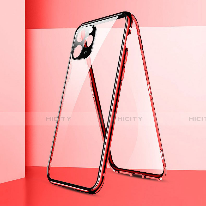 Funda Bumper Lujo Marco de Aluminio Espejo 360 Grados Carcasa T05 para Apple iPhone 11 Pro Max Rojo