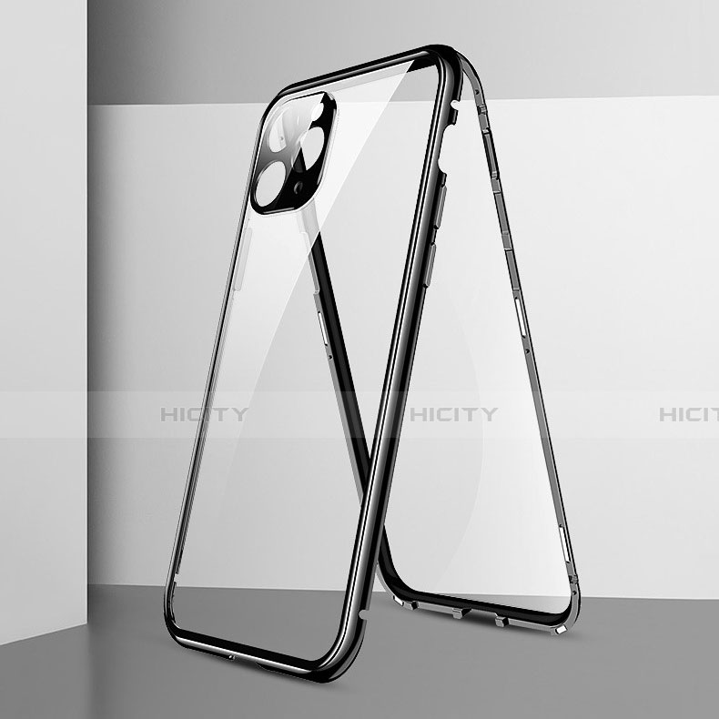 Funda Bumper Lujo Marco de Aluminio Espejo 360 Grados Carcasa T05 para Apple iPhone 11 Pro Negro
