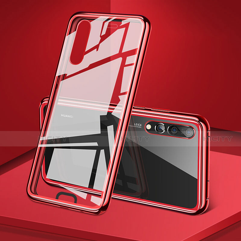 Funda Bumper Lujo Marco de Aluminio Espejo 360 Grados Carcasa T05 para Huawei P20 Pro Rojo