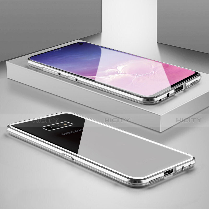 Funda Bumper Lujo Marco de Aluminio Espejo 360 Grados Carcasa T05 para Samsung Galaxy S10e Plata