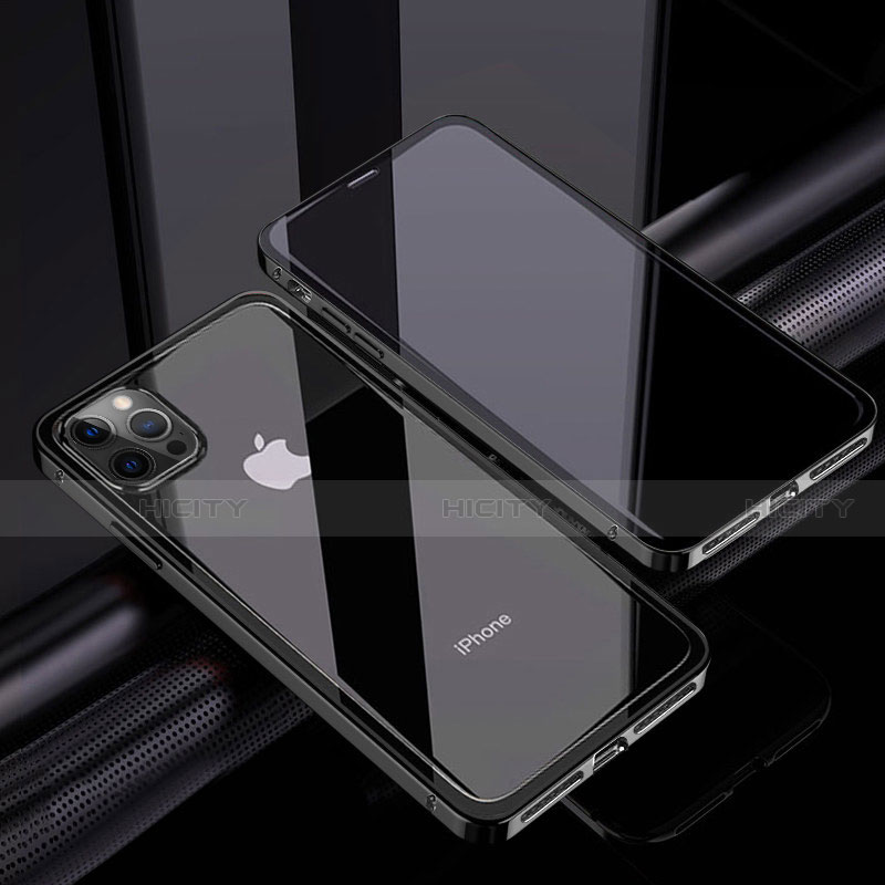 Funda Bumper Lujo Marco de Aluminio Espejo 360 Grados Carcasa T06 para Apple iPhone 12 Pro