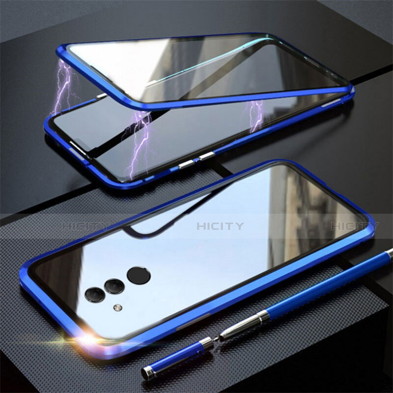 Funda Bumper Lujo Marco de Aluminio Espejo 360 Grados Carcasa T06 para Huawei Mate 20 Lite Azul