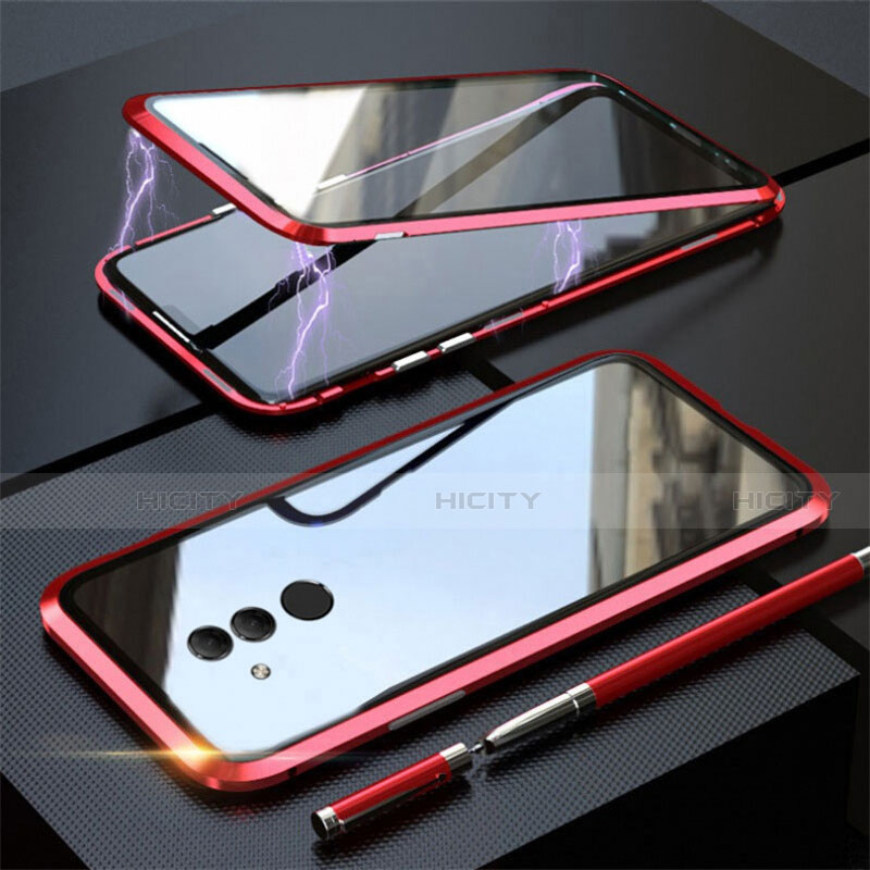 Funda Bumper Lujo Marco de Aluminio Espejo 360 Grados Carcasa T06 para Huawei Mate 20 Lite Rojo