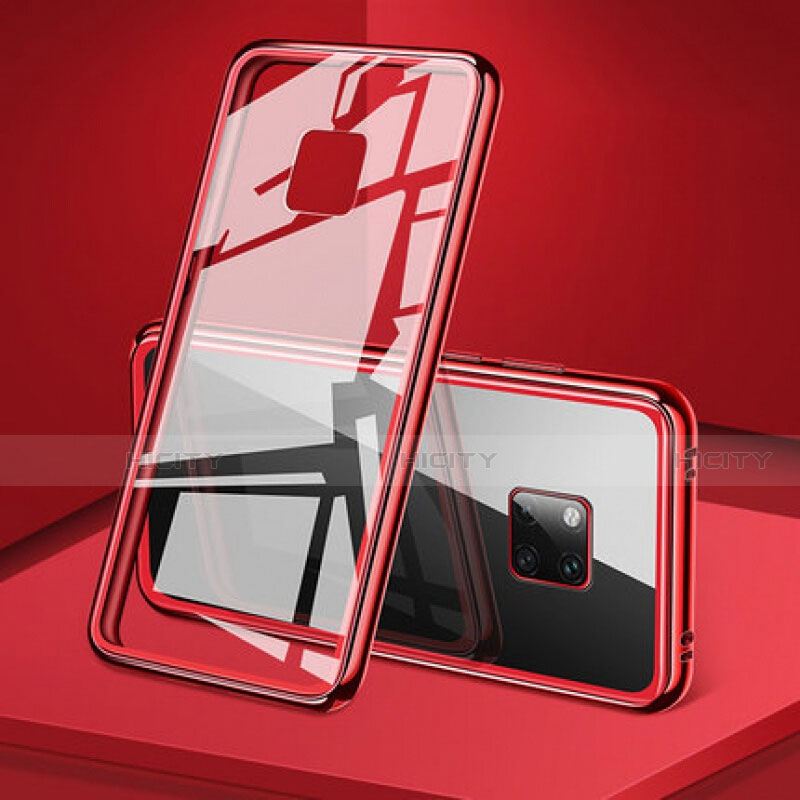 Funda Bumper Lujo Marco de Aluminio Espejo 360 Grados Carcasa T06 para Huawei Mate 20 Pro Rojo