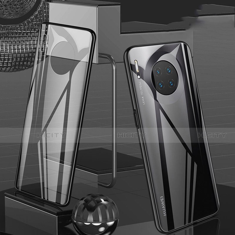 Funda Bumper Lujo Marco de Aluminio Espejo 360 Grados Carcasa T06 para Huawei Mate 30 Pro Negro