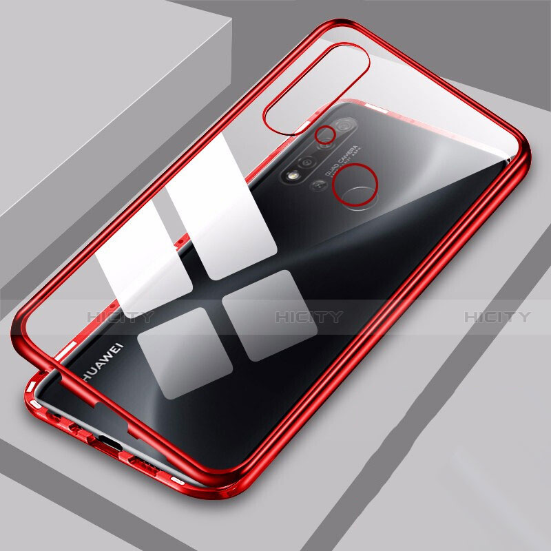 Funda Bumper Lujo Marco de Aluminio Espejo 360 Grados Carcasa T06 para Huawei Nova 5i Rojo