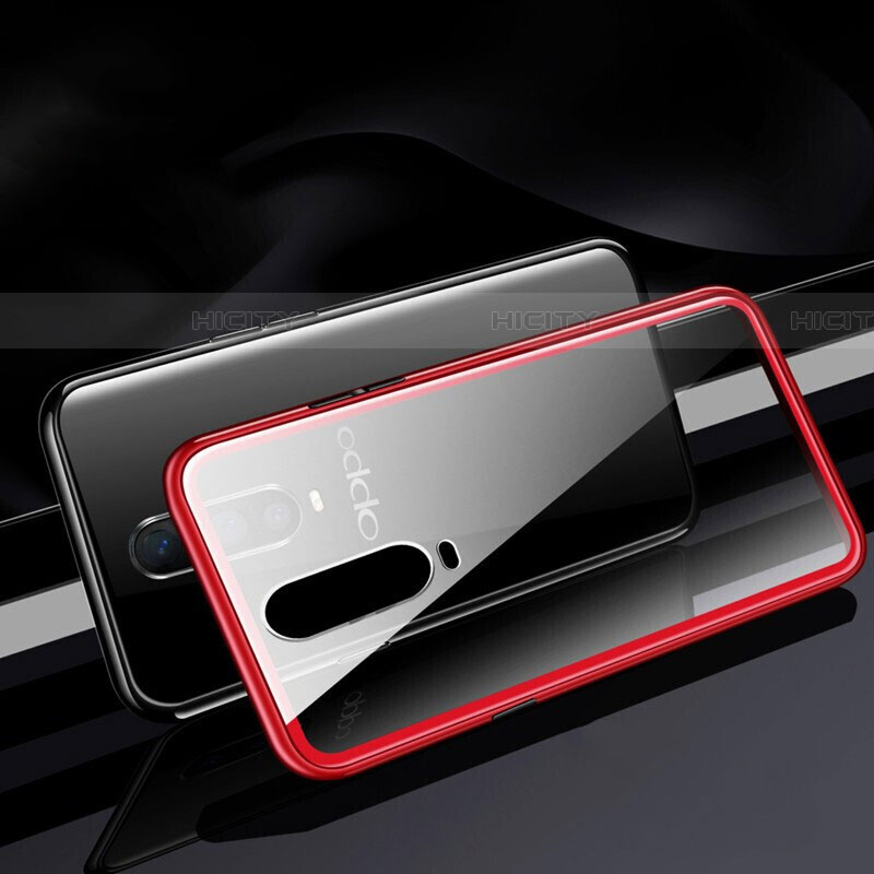 Funda Bumper Lujo Marco de Aluminio Espejo 360 Grados Carcasa T06 para Oppo RX17 Pro Rojo