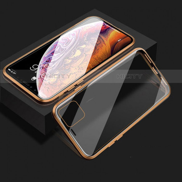 Funda Bumper Lujo Marco de Aluminio Espejo 360 Grados Carcasa T08 para Apple iPhone 11 Oro
