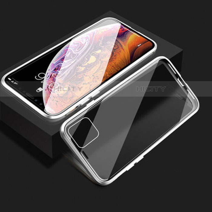 Funda Bumper Lujo Marco de Aluminio Espejo 360 Grados Carcasa T08 para Apple iPhone 11 Plata