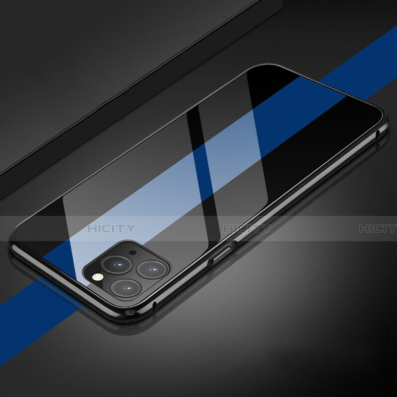 Funda Bumper Lujo Marco de Aluminio Espejo 360 Grados Carcasa T08 para Apple iPhone 11 Pro Max Azul