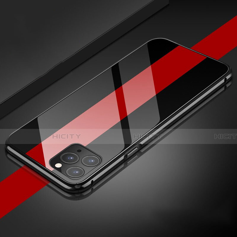 Funda Bumper Lujo Marco de Aluminio Espejo 360 Grados Carcasa T08 para Apple iPhone 11 Pro Max Negro