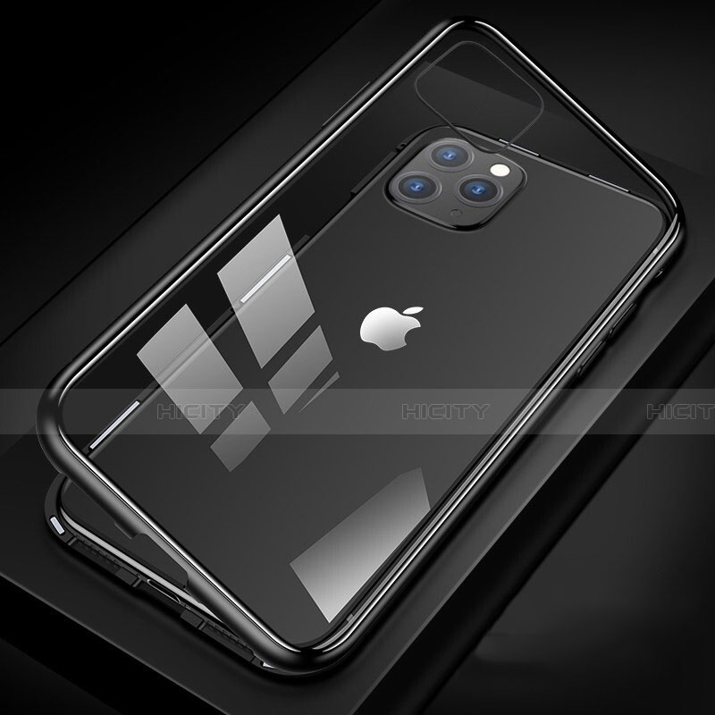 Funda Bumper Lujo Marco de Aluminio Espejo 360 Grados Carcasa T09 para Apple iPhone 11 Pro Max Negro