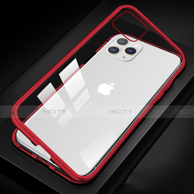Funda Bumper Lujo Marco de Aluminio Espejo 360 Grados Carcasa T09 para Apple iPhone 11 Pro Max Rojo