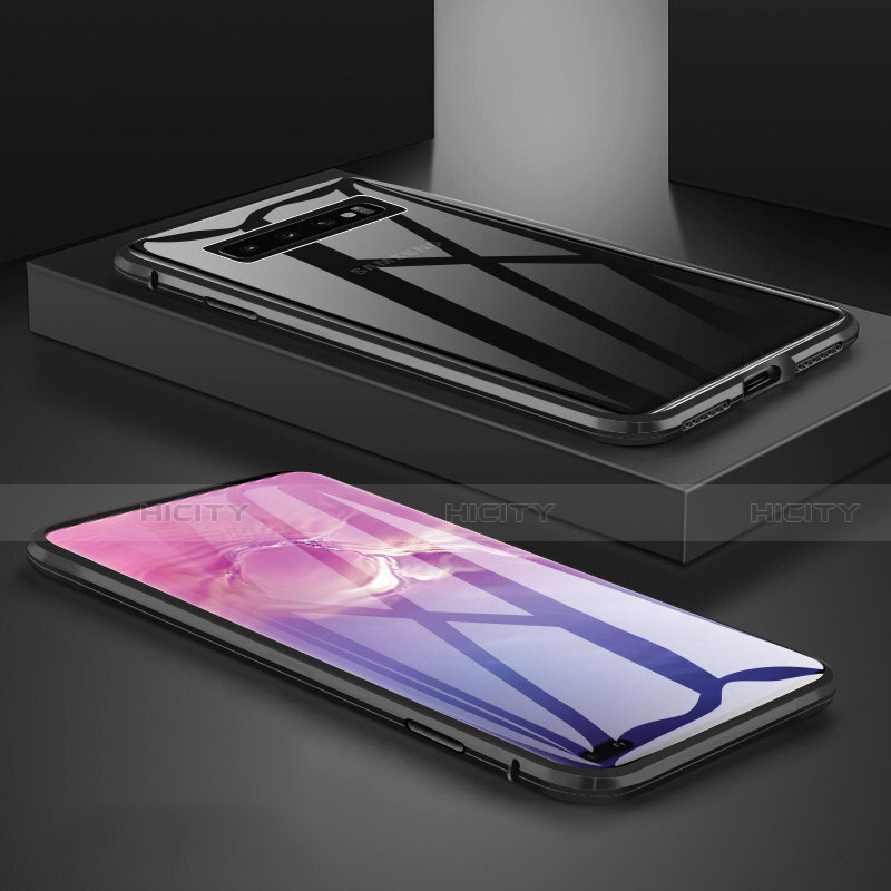 Funda Bumper Lujo Marco de Aluminio Espejo 360 Grados Carcasa T09 para Samsung Galaxy S10 Plus Negro