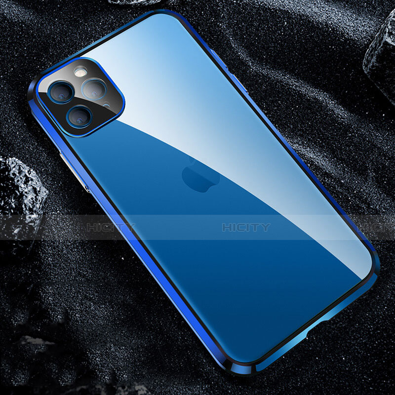 Funda Bumper Lujo Marco de Aluminio Espejo 360 Grados Carcasa T12 para Apple iPhone 11 Pro Azul