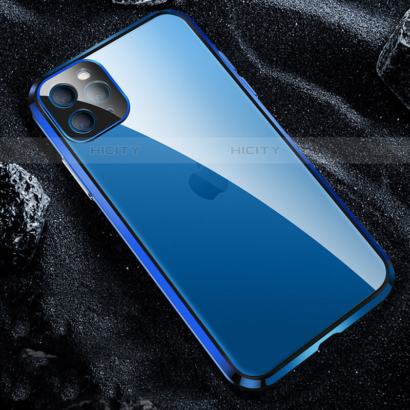 Funda Bumper Lujo Marco de Aluminio Espejo 360 Grados Carcasa T12 para Apple iPhone 11 Pro Max Azul