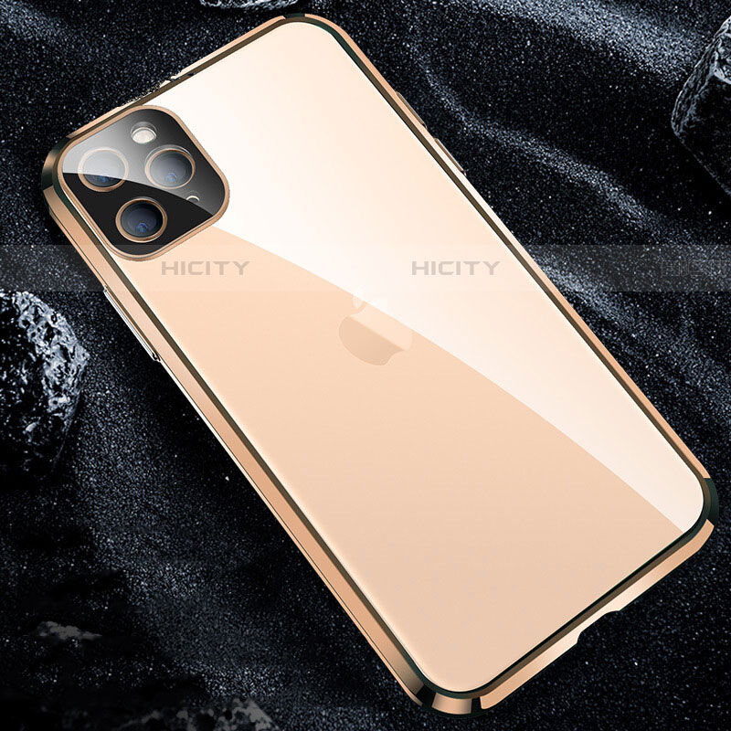 Funda Bumper Lujo Marco de Aluminio Espejo 360 Grados Carcasa T12 para Apple iPhone 11 Pro Max Oro