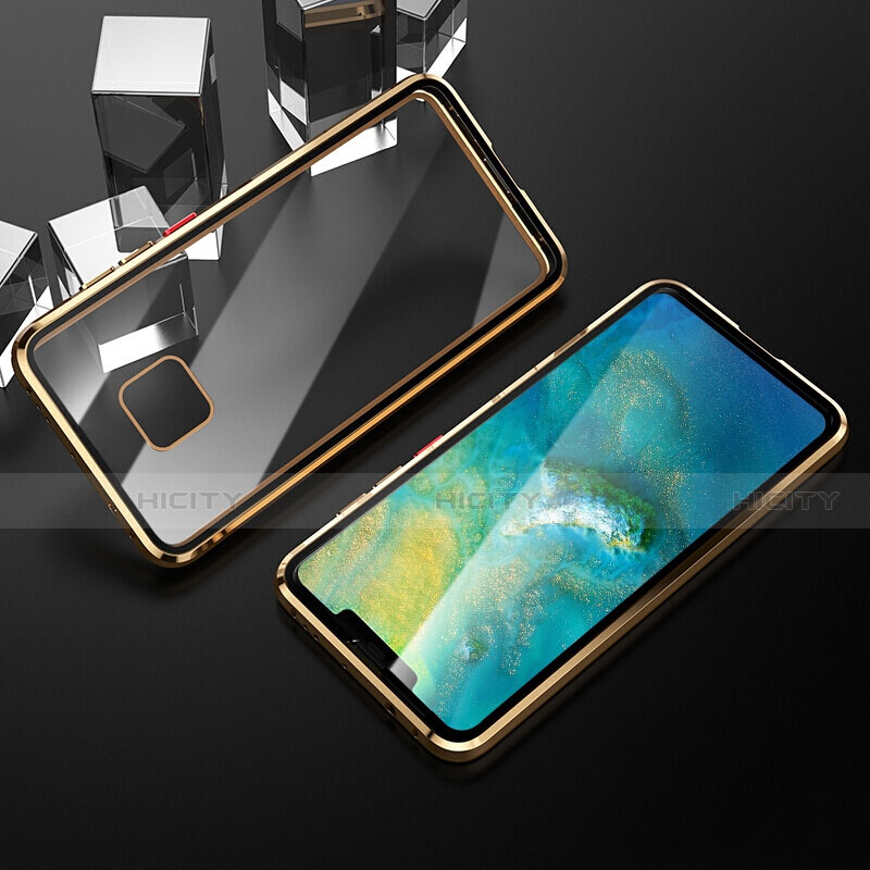 Funda Bumper Lujo Marco de Aluminio Espejo 360 Grados Carcasa T12 para Huawei Mate 20 Pro Oro