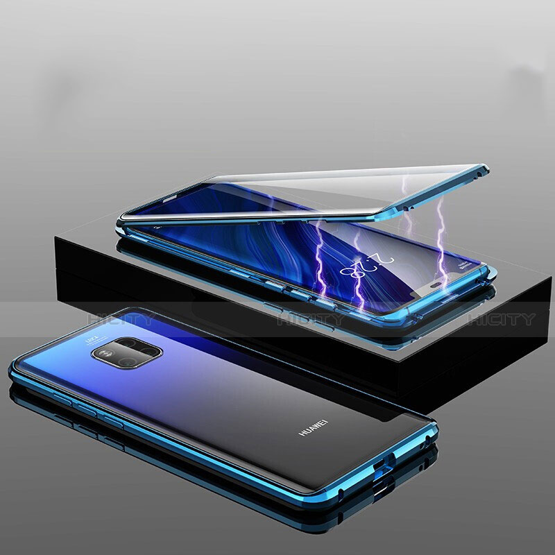 Funda Bumper Lujo Marco de Aluminio Espejo 360 Grados Carcasa T14 para Huawei Mate 20 Pro Azul