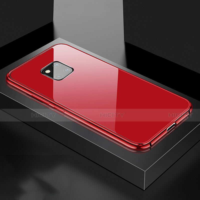 Funda Bumper Lujo Marco de Aluminio Espejo 360 Grados Carcasa T15 para Huawei Mate 20 Pro Rojo