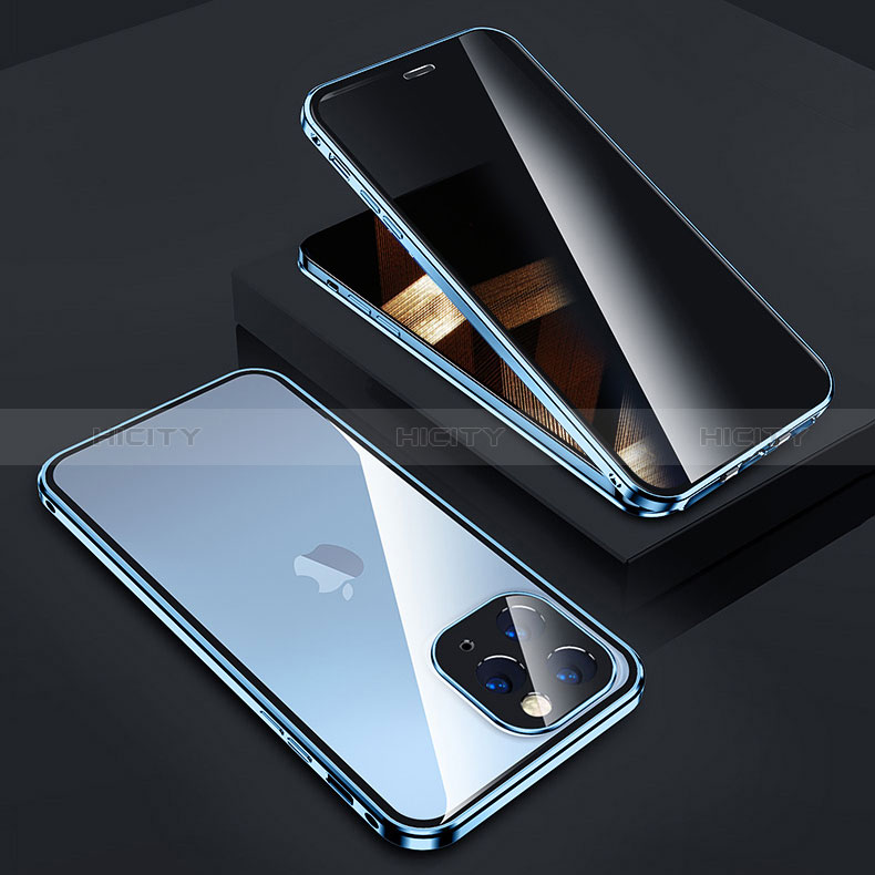 Funda Bumper Lujo Marco de Aluminio Espejo 360 Grados Carcasa Z05 para Apple iPhone 14 Pro Max