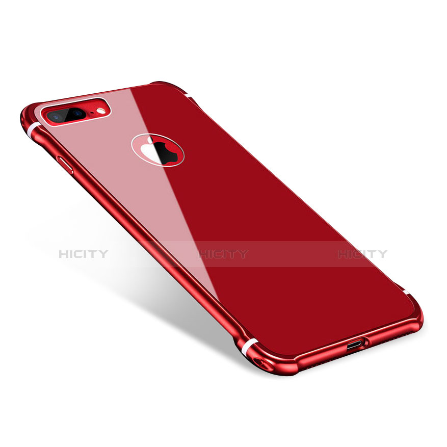 Funda Bumper Lujo Marco de Aluminio Espejo Carcasa M01 para Apple iPhone 8 Plus Rojo