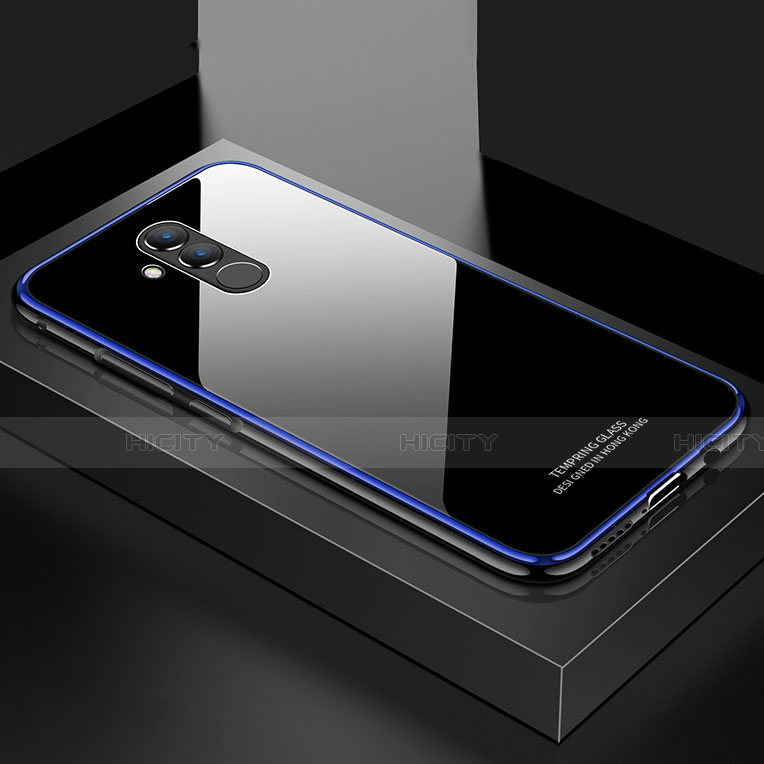 Funda Bumper Lujo Marco de Aluminio Espejo Carcasa M02 para Huawei Mate 20 Lite Azul