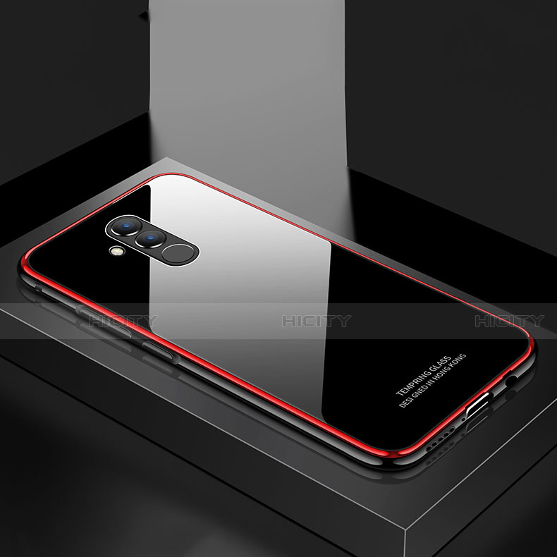 Funda Bumper Lujo Marco de Aluminio Espejo Carcasa M02 para Huawei Mate 20 Lite Rojo