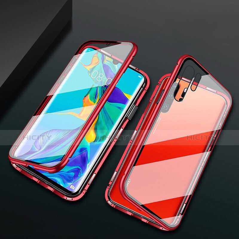 Funda Bumper Lujo Marco de Aluminio Espejo Carcasa M02 para Huawei P30 Pro Rojo