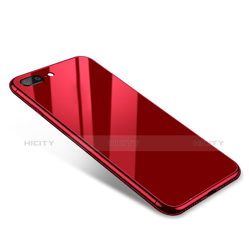 Funda Bumper Lujo Marco de Aluminio Espejo Carcasa para Apple iPhone 8 Plus Rojo