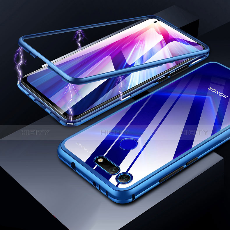 Funda Bumper Lujo Marco de Aluminio Espejo Carcasa para Huawei Honor View 20 Azul