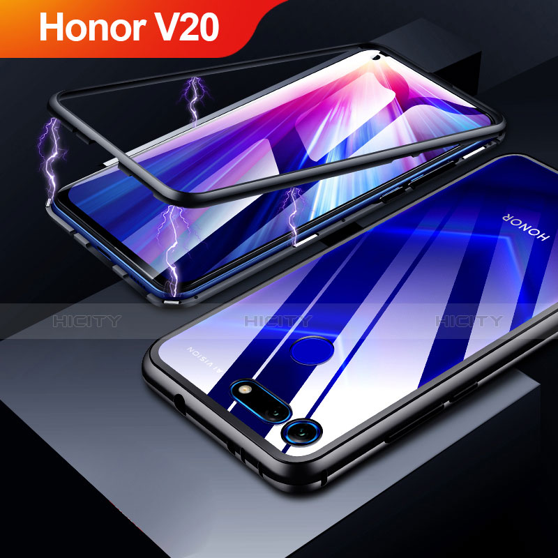 Funda Bumper Lujo Marco de Aluminio Espejo Carcasa para Huawei Honor View 20 Negro