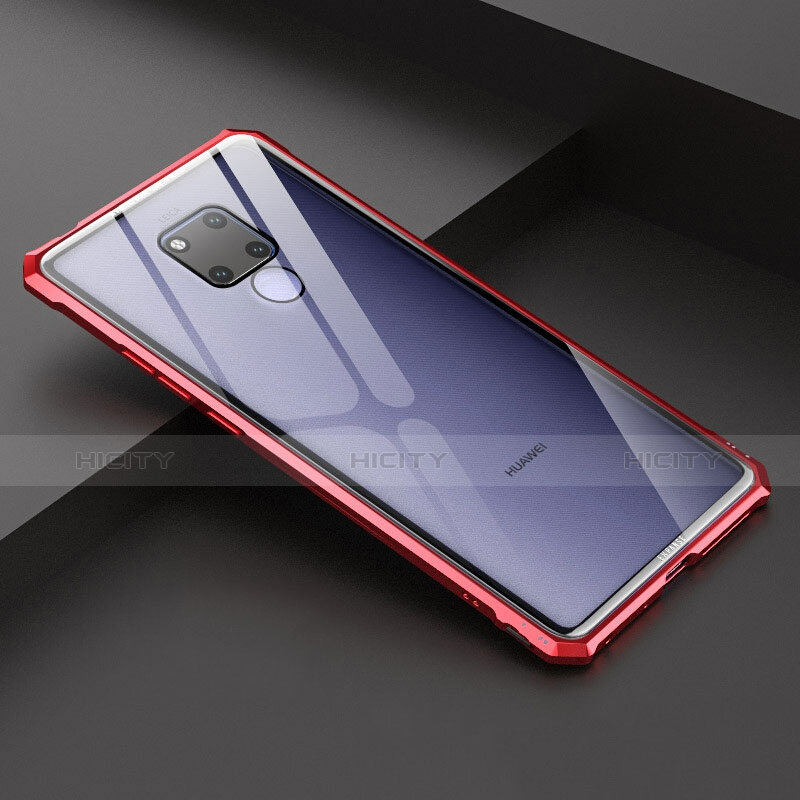 Funda Bumper Lujo Marco de Aluminio Espejo Carcasa para Huawei Mate 20 X Rojo