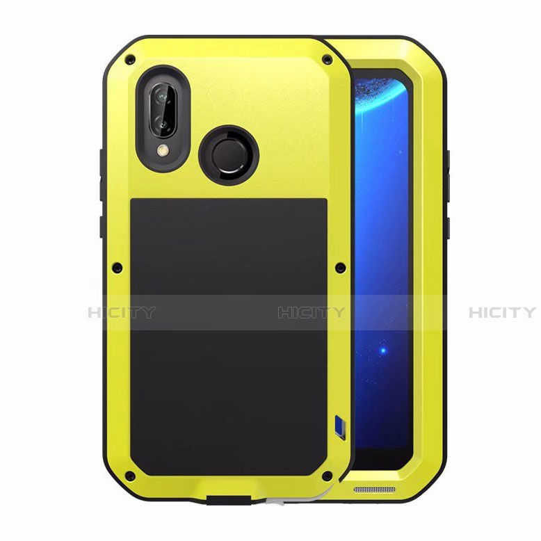 Funda Bumper Lujo Marco de Aluminio Espejo Carcasa para Huawei P20 Lite Amarillo