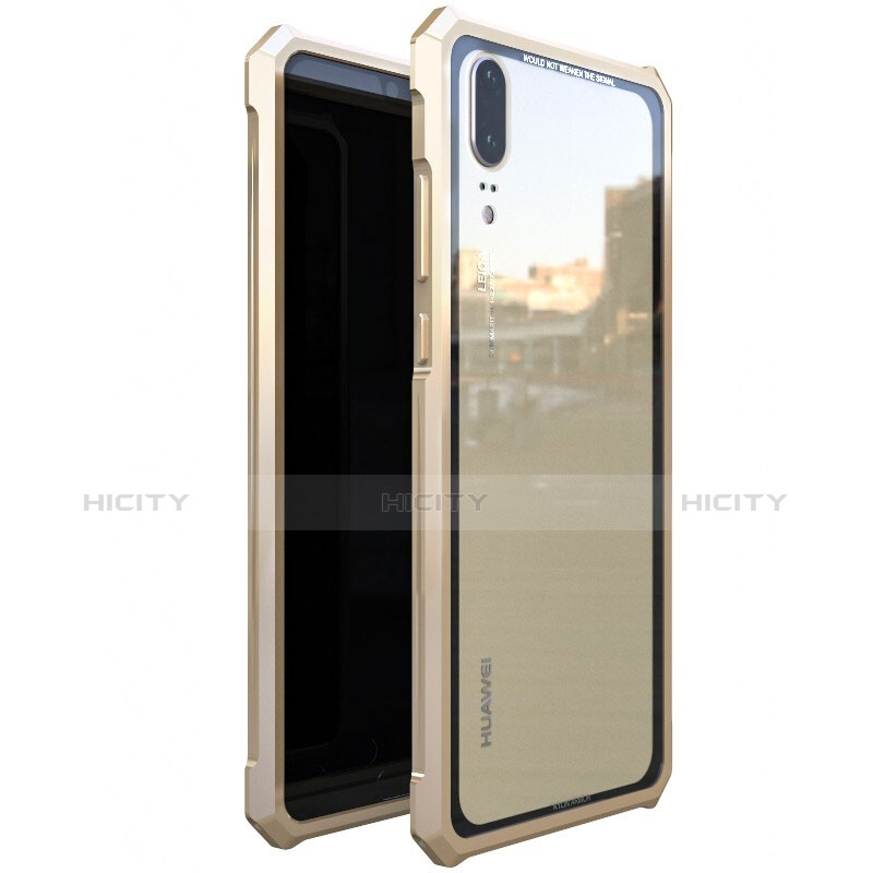 Funda Bumper Lujo Marco de Aluminio Espejo Carcasa para Huawei P20 Oro