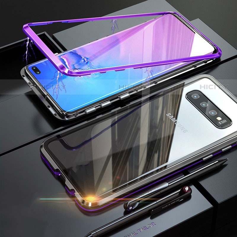 Funda Bumper Lujo Marco de Aluminio Espejo Carcasa para Samsung Galaxy S10 5G Morado