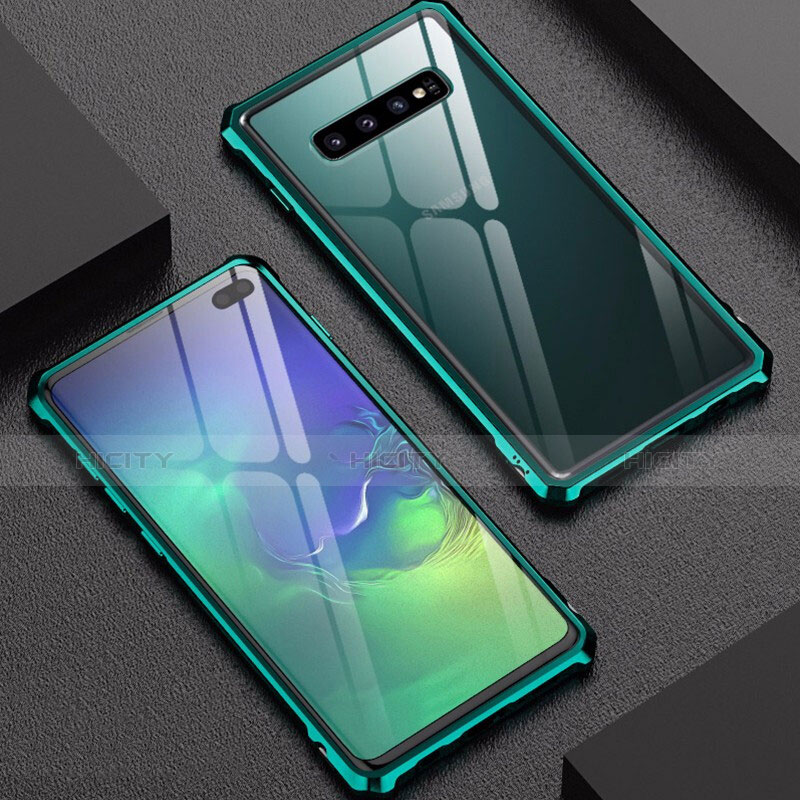 Funda Bumper Lujo Marco de Aluminio Espejo Carcasa para Samsung Galaxy S10 Plus Verde