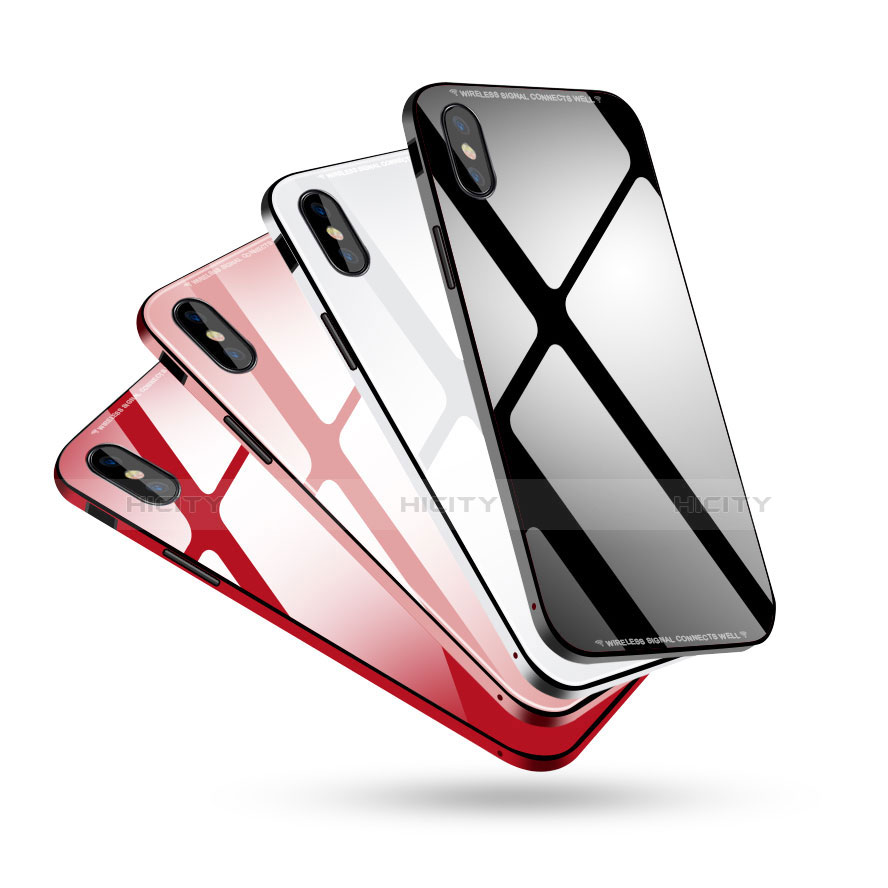 Funda Bumper Lujo Marco de Aluminio Espejo Carcasa S01 para Apple iPhone X