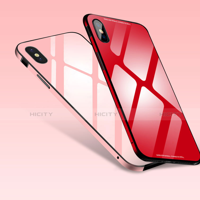 Funda Bumper Lujo Marco de Aluminio Espejo Carcasa S01 para Apple iPhone X